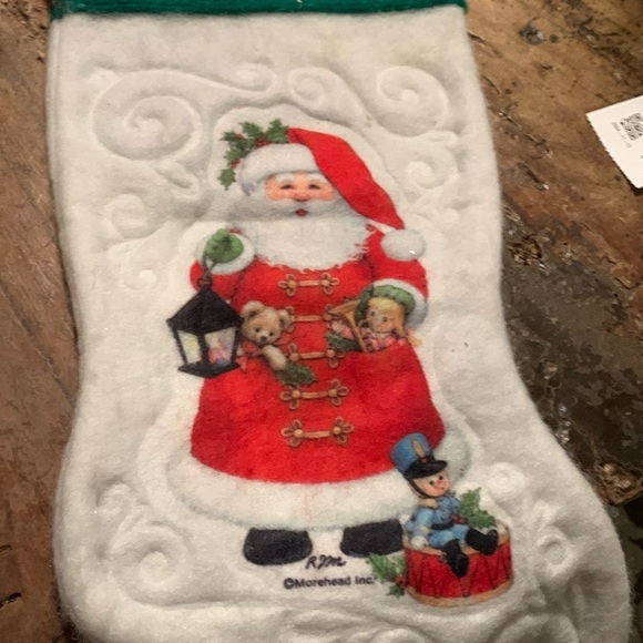 Vintage Ruth Morehead Felt Christmas Stocking Santa Lantern Toys Drum Rare - Picture 1 of 1
